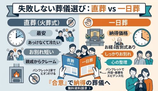 【口コミ検証】直葬・火葬式は冷たい？長野県の不満事例から学ぶ「無宗教形式の限界」と一日葬という解決策
